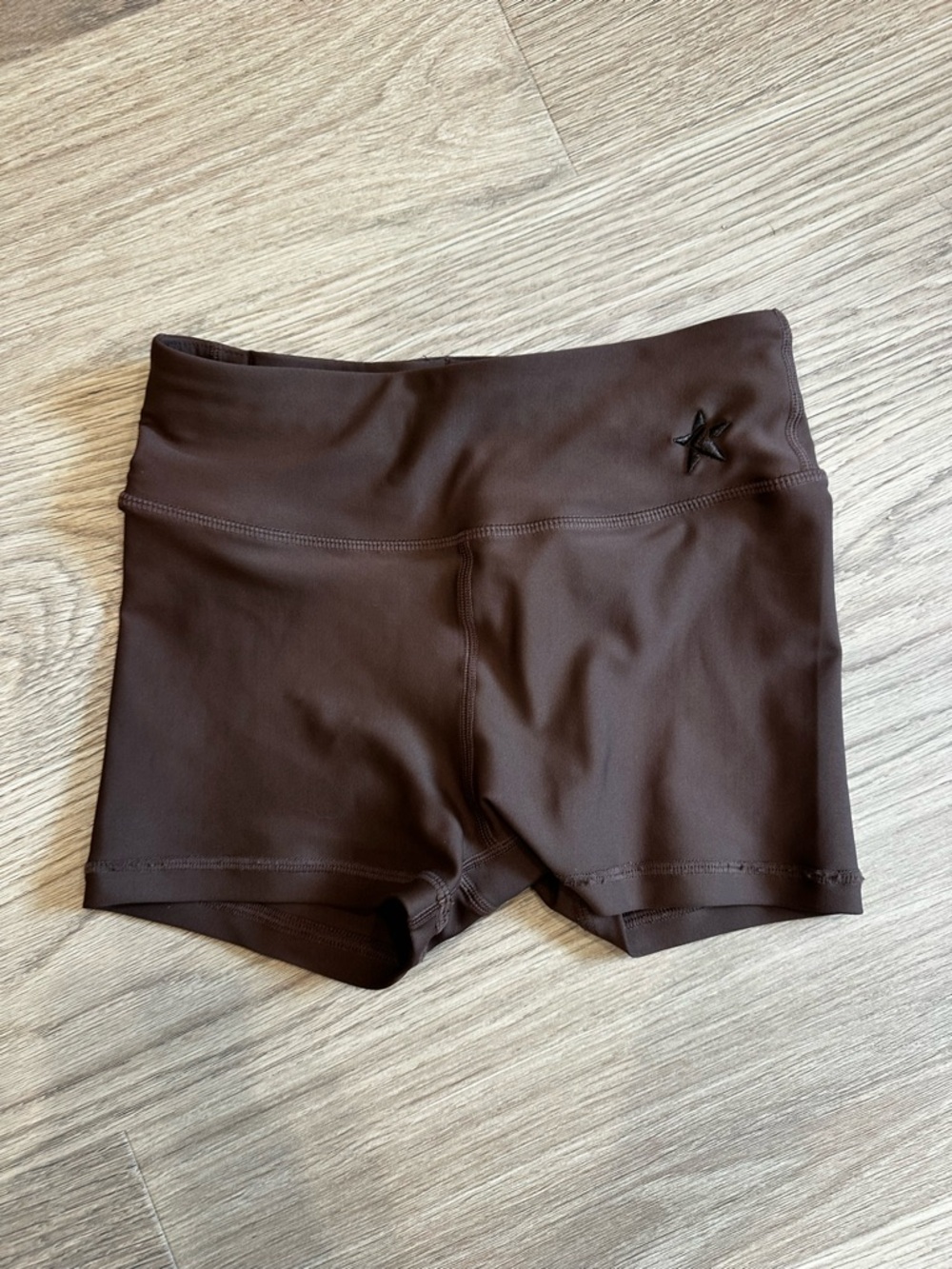 Rebel Athletic Girls' Brown Stretch Active Shorts with logo, like new!